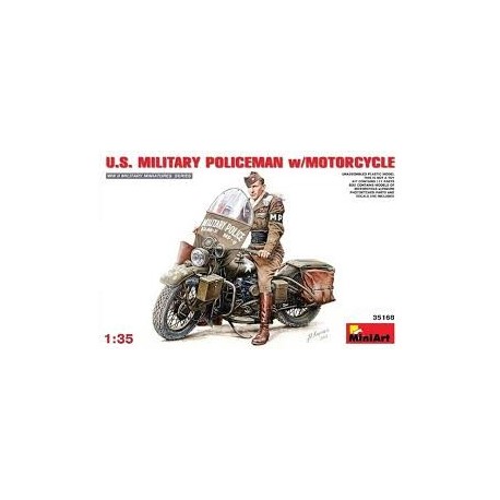 Figurine - MINI ART - US MILITARY POLICEMAN W/MOTORCYCLE - Echelle 1/35
