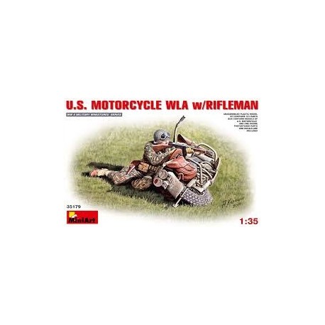 Figurine - MINI ART - US MOTORCYCLE WLA W/RIFLEMAN - Echelle 1/35