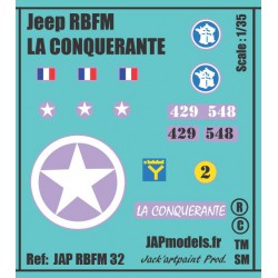 Décals 2DB - JAPMODELS - JEEP LA CONQUERANTE - JAP RBFM 32 - Echelle 1/35