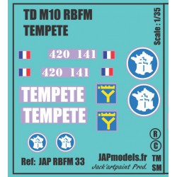 Décals 2DB - JAPMODELS - TDM10 - TEMPETE - JAP RBFM 33 - Echelle 1/35
