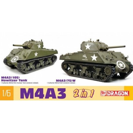 MAQUETEE DRAGON - M4A3 105mm Howitzer Tank M4A3 75W 2 in 1 - REF JAP DRA 75055- ECH 1/6