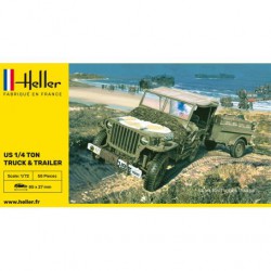 HELLER - 79997 - JEEP - US 1/4 TON TRUCK & TRAILER - Echelle 1/72