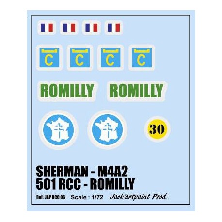 decals 1/72 SHERMAN - ROMILLY